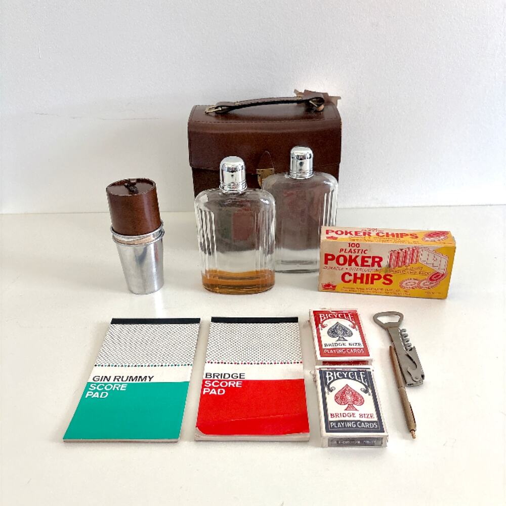 Vintage Heirloom by Bosca Portable Travel Bar and Game Set